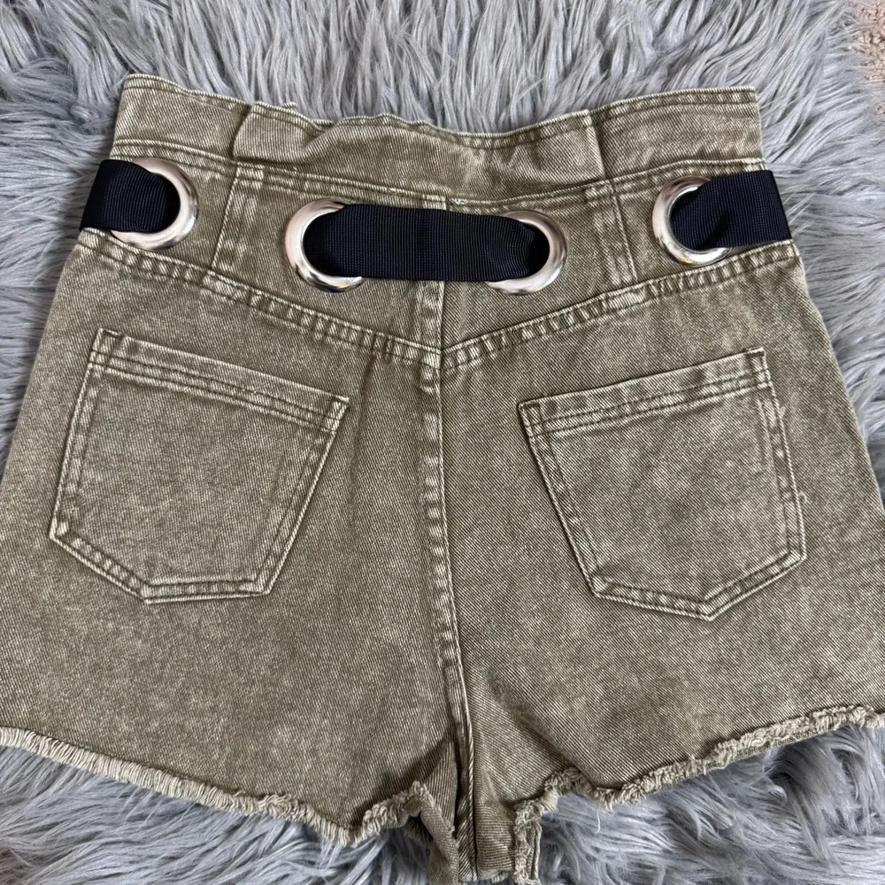 Olive Green High-Waisted Shorts with Belt | NWT | - Picture 4 of 4